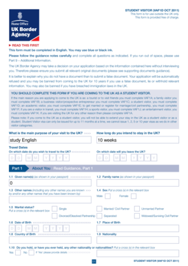 UK Student Visitor Visa Application Form VAF1D