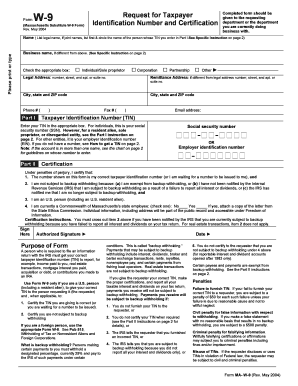 Massachusetts Substitute W-9 Form