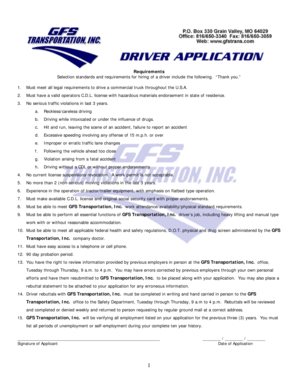 Commercial Truck Driver Application Form