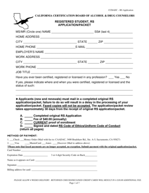 California Registered Student Application