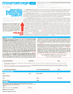 Mountain High Season Pass Application