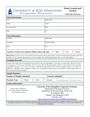 2010 Soil Test Form