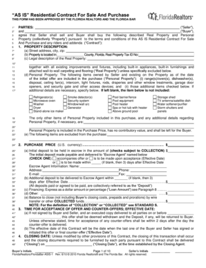 Florida AS IS Residential Contract For Sale And Purchase