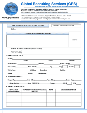 Application for Overseas Employment