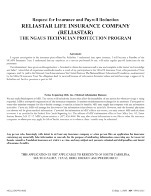 NGAUS Technician Protection Program Insurance Application