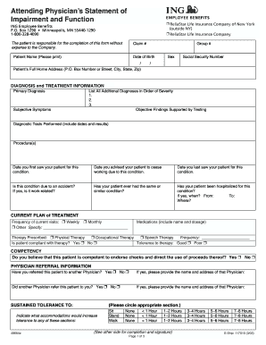 Attending Physician’s Statement of Impairment and Function
