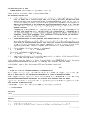 New Jersey Certification in Lieu of Oath