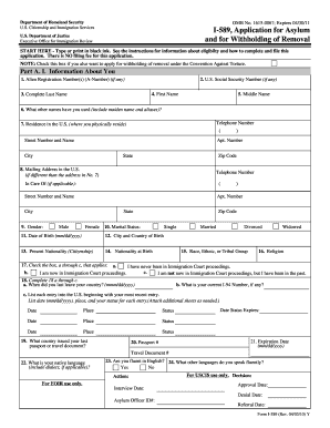 USCIS Form I-589 Application for Asylum