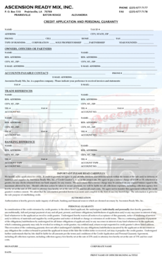 Credit Application and Personal Guaranty