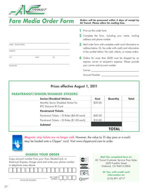 AC Transit Fare Media Order Form
