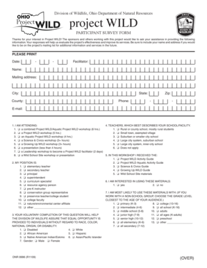 Ohio Project WILD Participant Survey Form