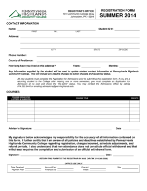 Registrar’s Office Registration Form