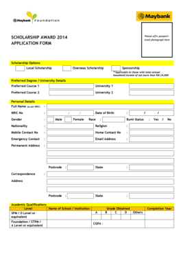 Scholarship Award Application Form 2014