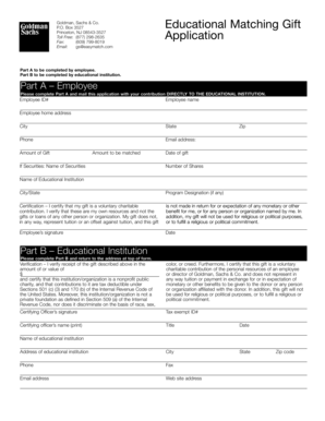 Goldman Sachs Educational Matching Gift Application