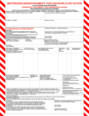 Transport Document for Dangerous Goods