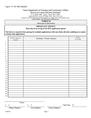 Texas Form M for Manufactured Housing