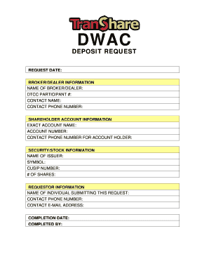 DWAC Deposit Request Form