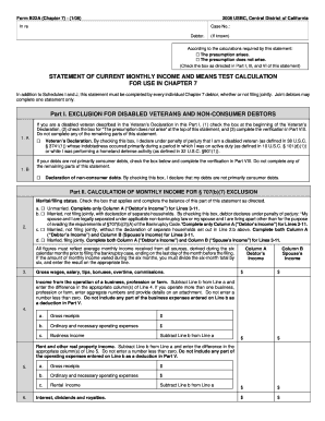 Form B22A Chapter 7 Means Test