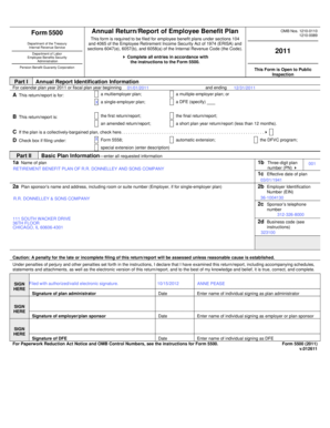 Form 5500 Annual Return/Report of Employee Benefit Plan