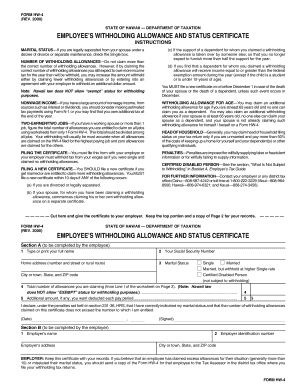 Hawaii Employee Withholding Allowance Certificate