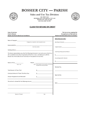 Louisiana Sales Tax Refund Claim Form