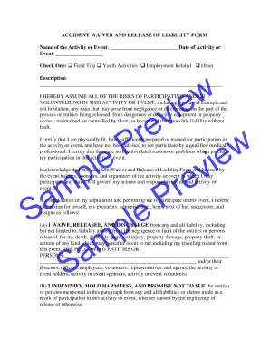 Accident Waiver and Release of Liability Form