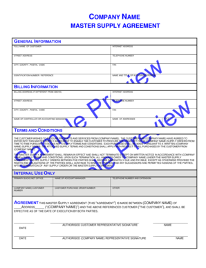 Master Supply Agreement