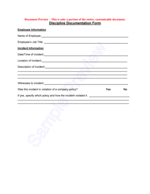 Discipline Documentation Form