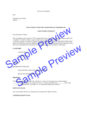 Commercial Lease Letter of Intent