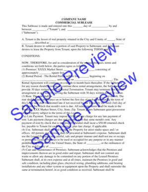 Commercial Sublease Agreement