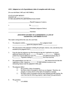 Judgment on Writ of Garnishment