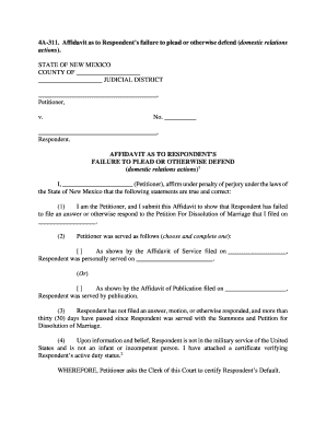 Affidavit of Respondent's Failure to Defend