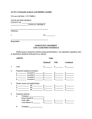 4A-214. Community property and liabilities schedule - New Mexico ... - nmcompcomm