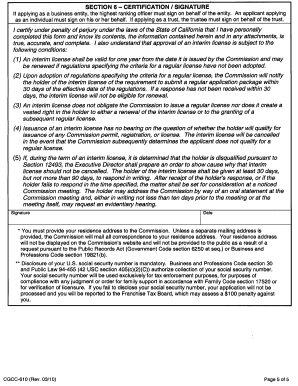 California Interim License Certification