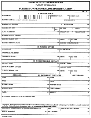 Unified Program Consolidated Form