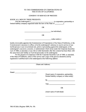 California Consent to Service of Process