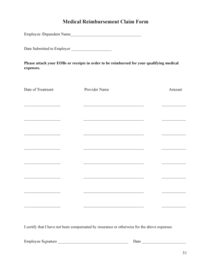 Medical Reimbursement Claim Form