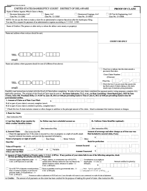 US Bankruptcy Court Proof of Claim Form