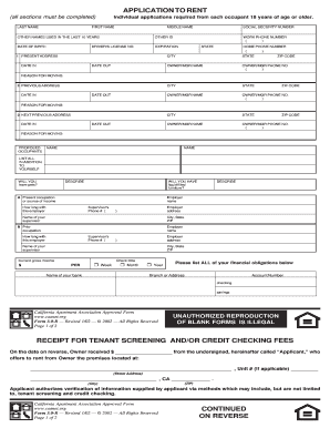 California Rental Application Form