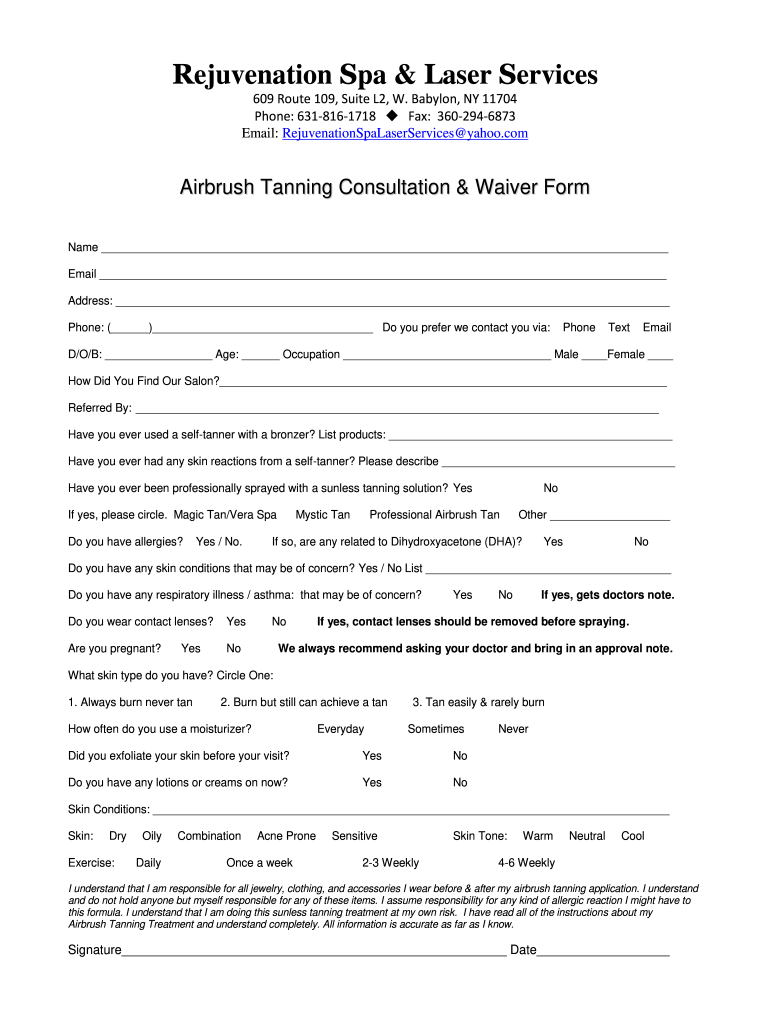 Beauty Treatment Disclaimer Form Template Master of