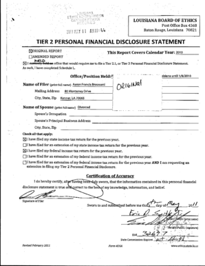 Louisiana Tier 2 Personal Financial Disclosure Statement