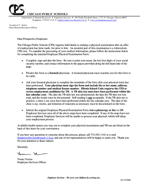 Chicago Public Schools Employee Physical Examination Form
