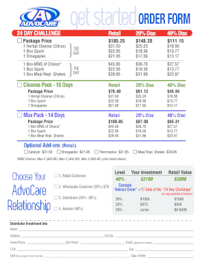 AdvoCare 24 Day Challenge Order Form
