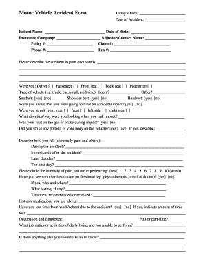 Motor Vehicle Accident Form