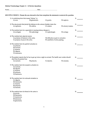 Medical Terminology Chapter 11 - 12 Review Questions