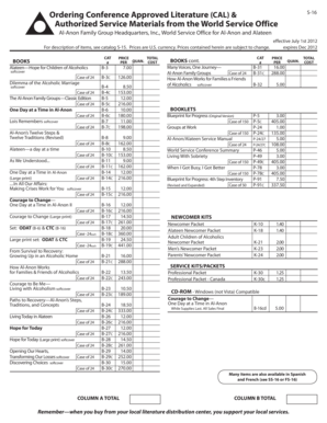 Al-Anon Conference Approved Literature Order Form