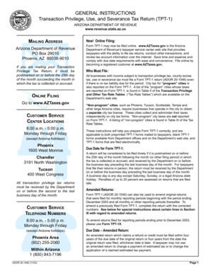Arizona Transaction Privilege Tax Return