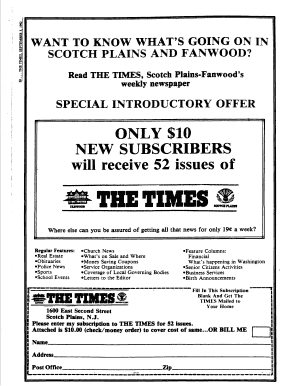 Scotch Plains-Fan Wood Times Subscription Form