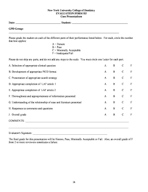 Fire department post incident analysis example - New York University College of Dentistry EVALUATION FORM ... - Nyu - files nyu