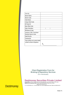 Client Registration Form for Broking & Depository Services